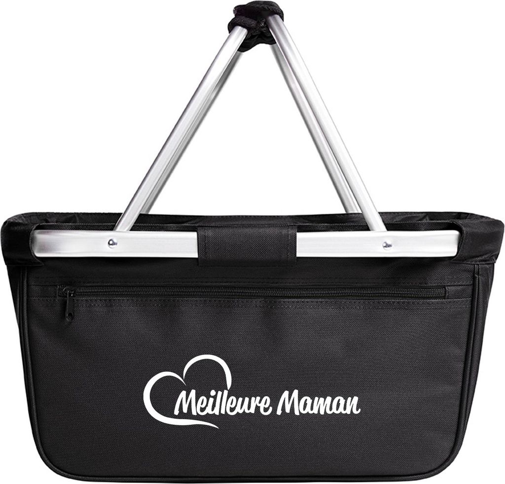 Huuraa Einkaufskorb Meilleure Maman Cœur 20 Liter Black faltbarer Tragekorb Geschenkidee