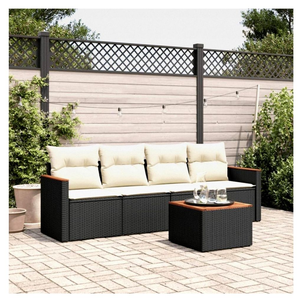 Balkon-Sofa mit Stauraum aus Rattan, 4-Sitzer Lounge-Sofa für den Außenbereich