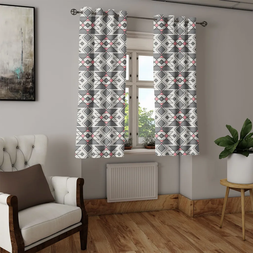 Rideaux décoratifs 2 panneaux imprimé tribal 280x245cm pour salon chic