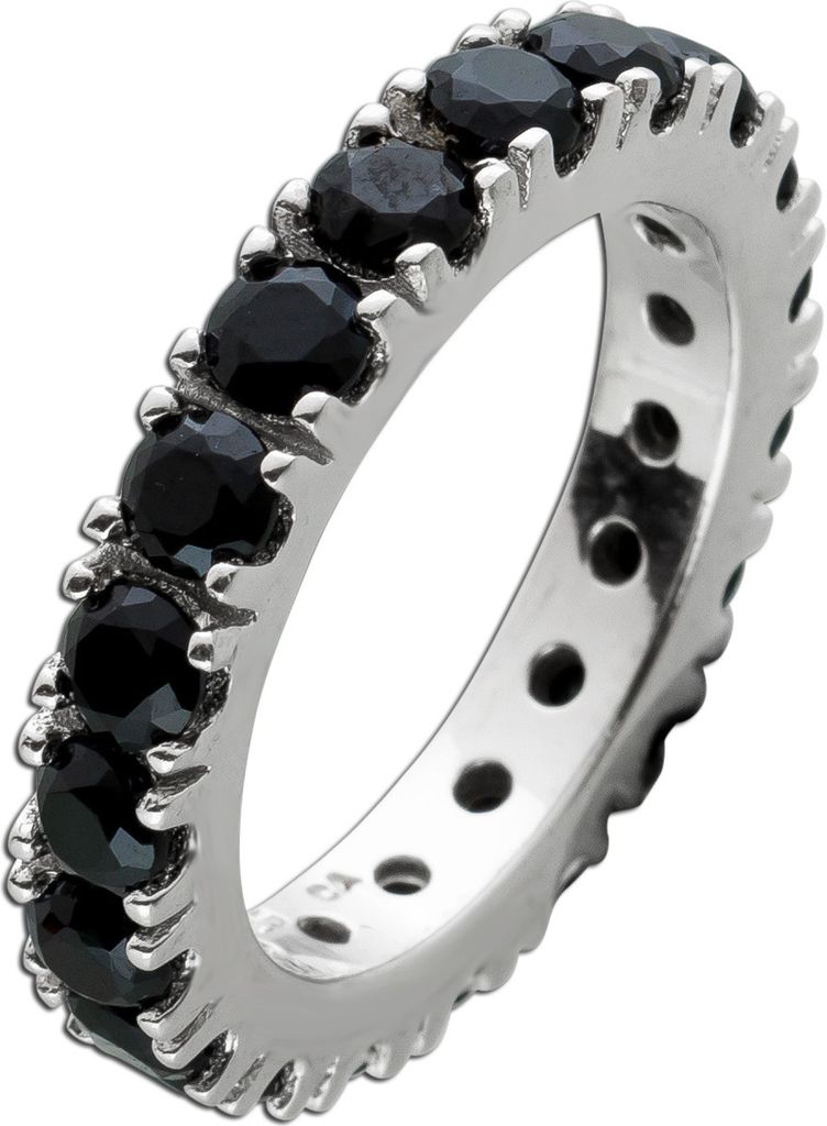 Memoire Ring Silber 925 schwarze Zirkonia Steine 20