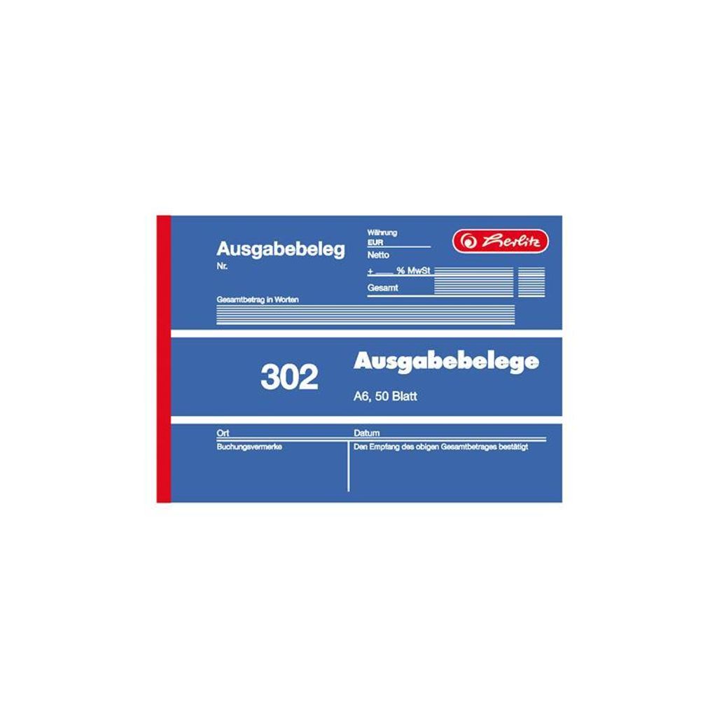 Herlitz Ausgabebeleg 302 / A6 quer / 50 Blatt Produktbild 