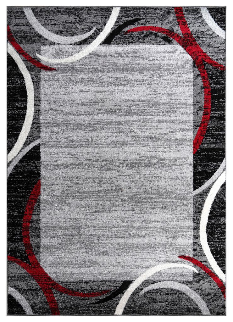 Wohnzimmer Teppich Bordüre Kurzflor Meliert Modern Produktbild 