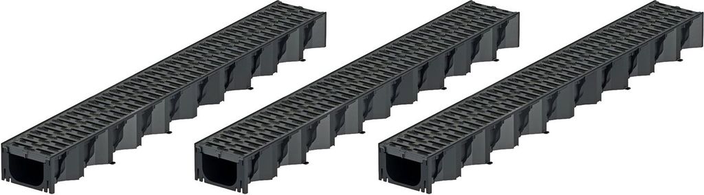 3x1m ACO Hexaline 2.0 Entwässerungsrinne mit Microgrip Stegrost Rinne Bodenrinne Terrassenrinne