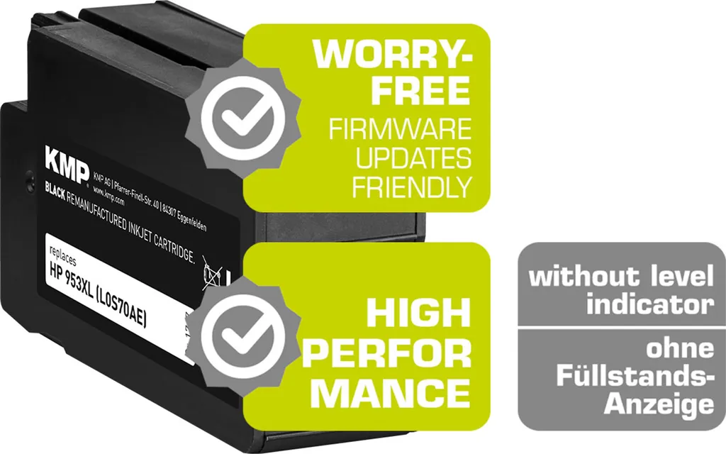 Cartouche KMP HP 953XL Noir L0S70AE Remanufacturée pour Imprimante OfficeJet