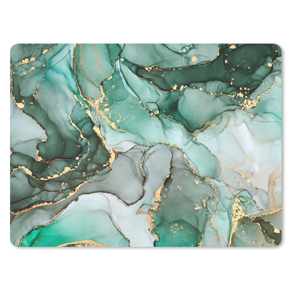 MuchoWow Mauspad Mousepad Gold - Marmor - Grün - Luxus - Marmoroptik - Grau 40x30 cm - Mousepads - Maus Mat - Pad - Mausunterlage - Anti Rutsch