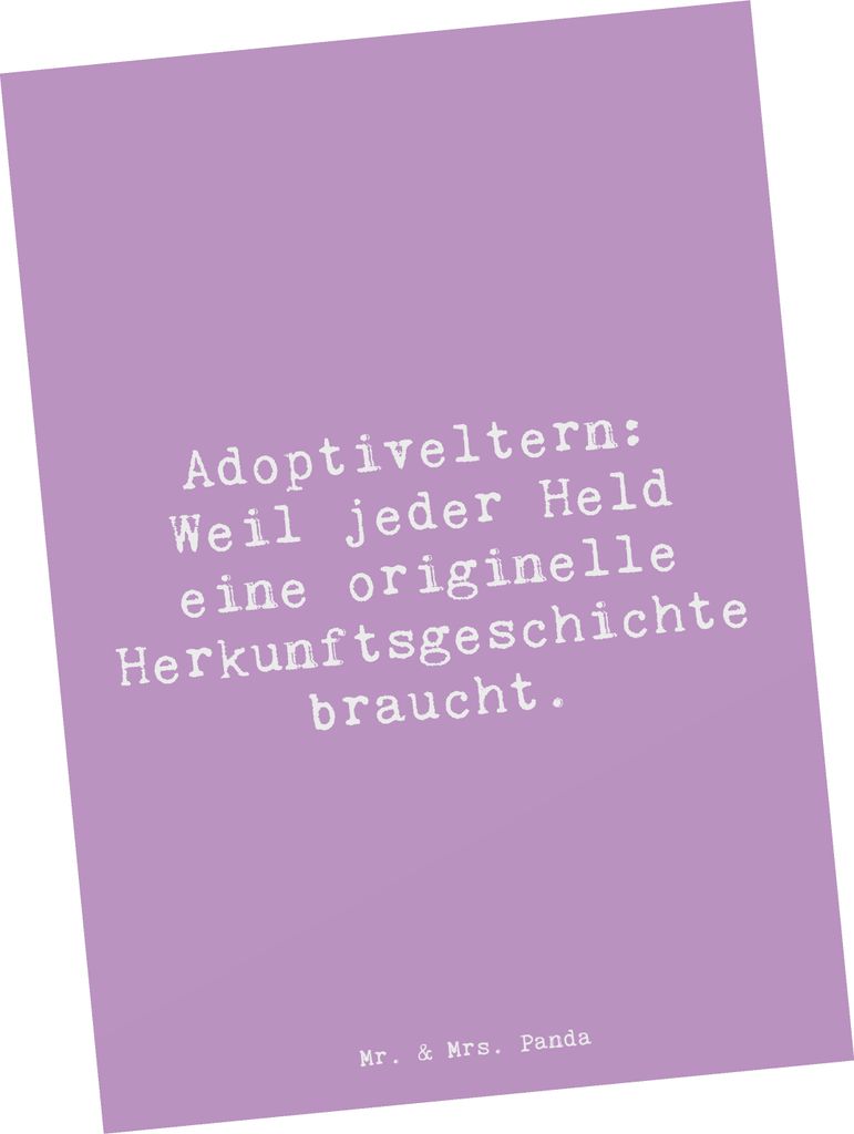 Mr. & Mrs. Panda Postkarte Spruch Adoptiveltern Helden - Lavendeltraum - Geschenk, Ansichtskarte, Verwandte, Herkunftsgeschichte, Familienpflege, Z...