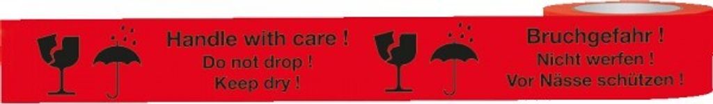 Warnband Bruchgefahr!Nicht werfen!, rot/schwarz, Polypropylen, 50mmx66m, 6 Ro...