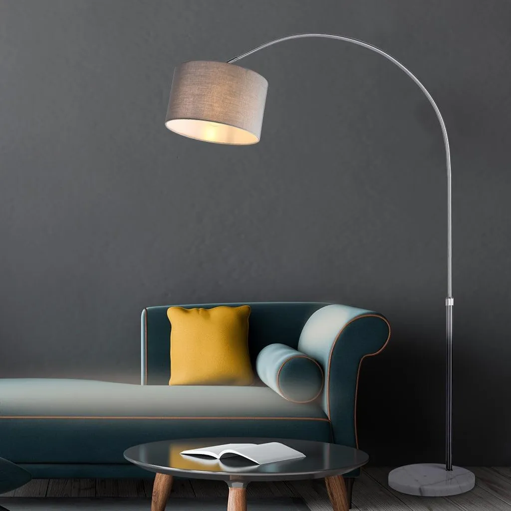 Lampadaire Arc Stable Base Marbre - Luminaire Réglable Noir 175 cm Design