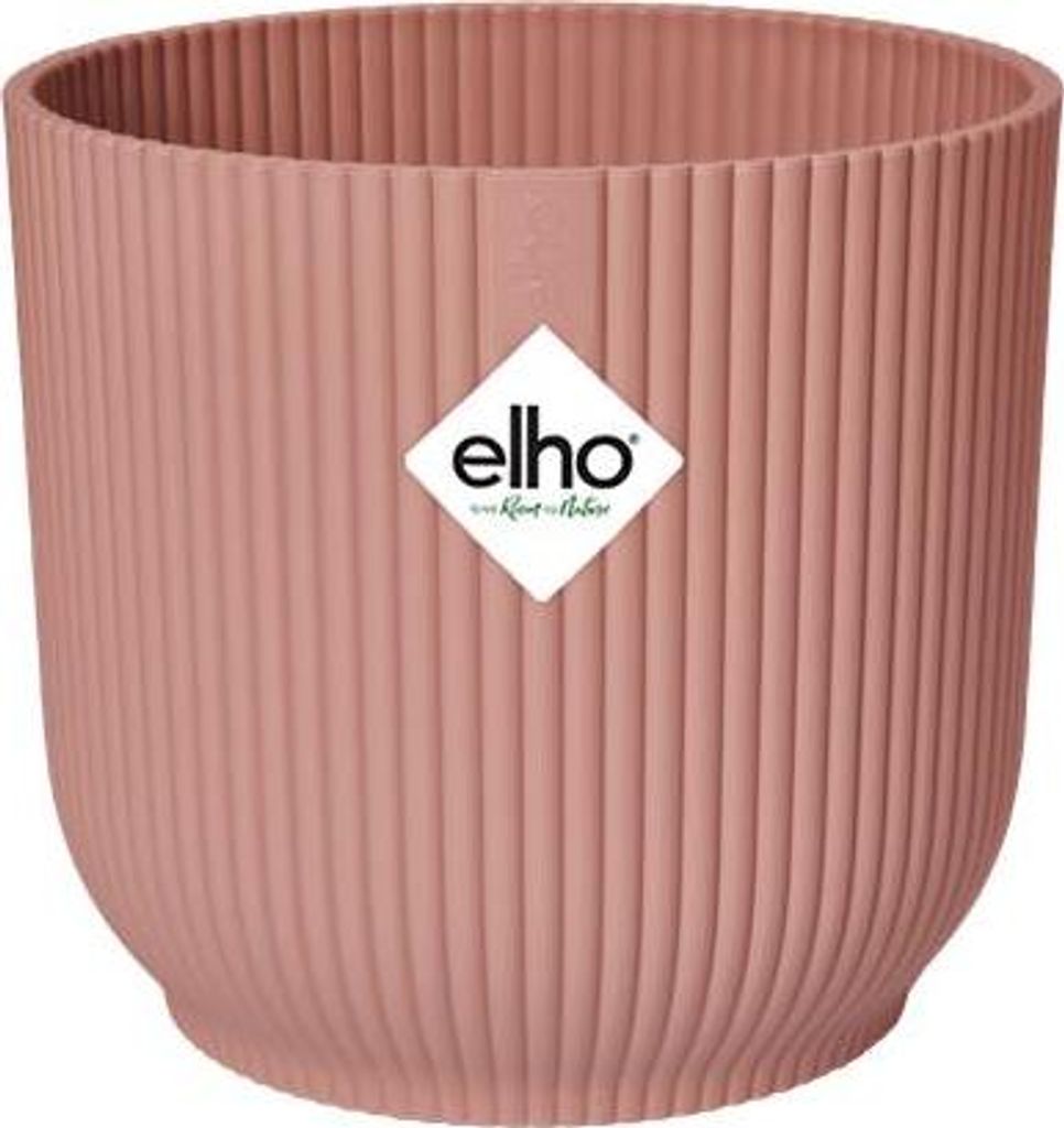 Pflanztopf Vibes Fold – Rosa – D18cm x H17cm – Moderner Blumentopf mit Rillenstruktur – Mit Wasserablauf – Dekorativer Übertopf aus Kuns...