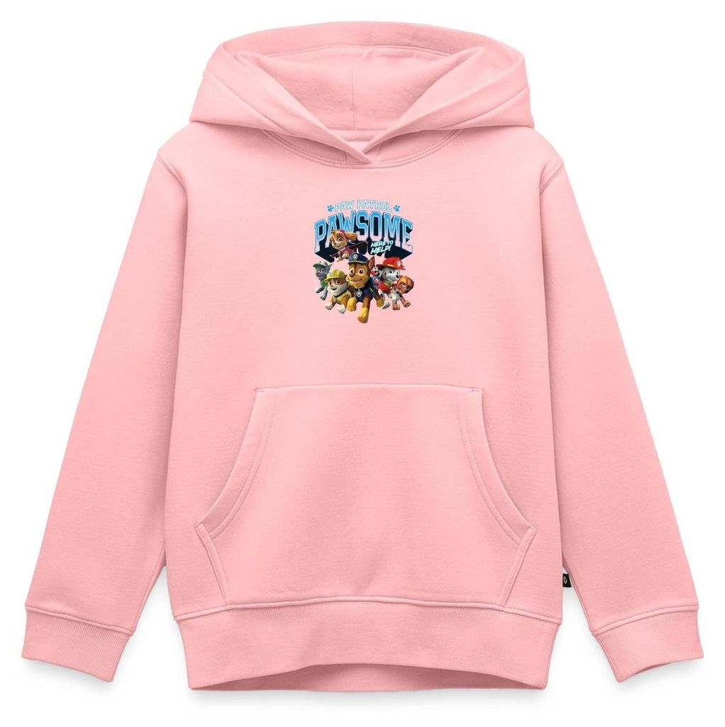 Spreadshirt Paw Patrol Pawsome Here To Help Spruch Blau Kinder Premium Hoodie, 110/116 (4 Jahre), Rosa