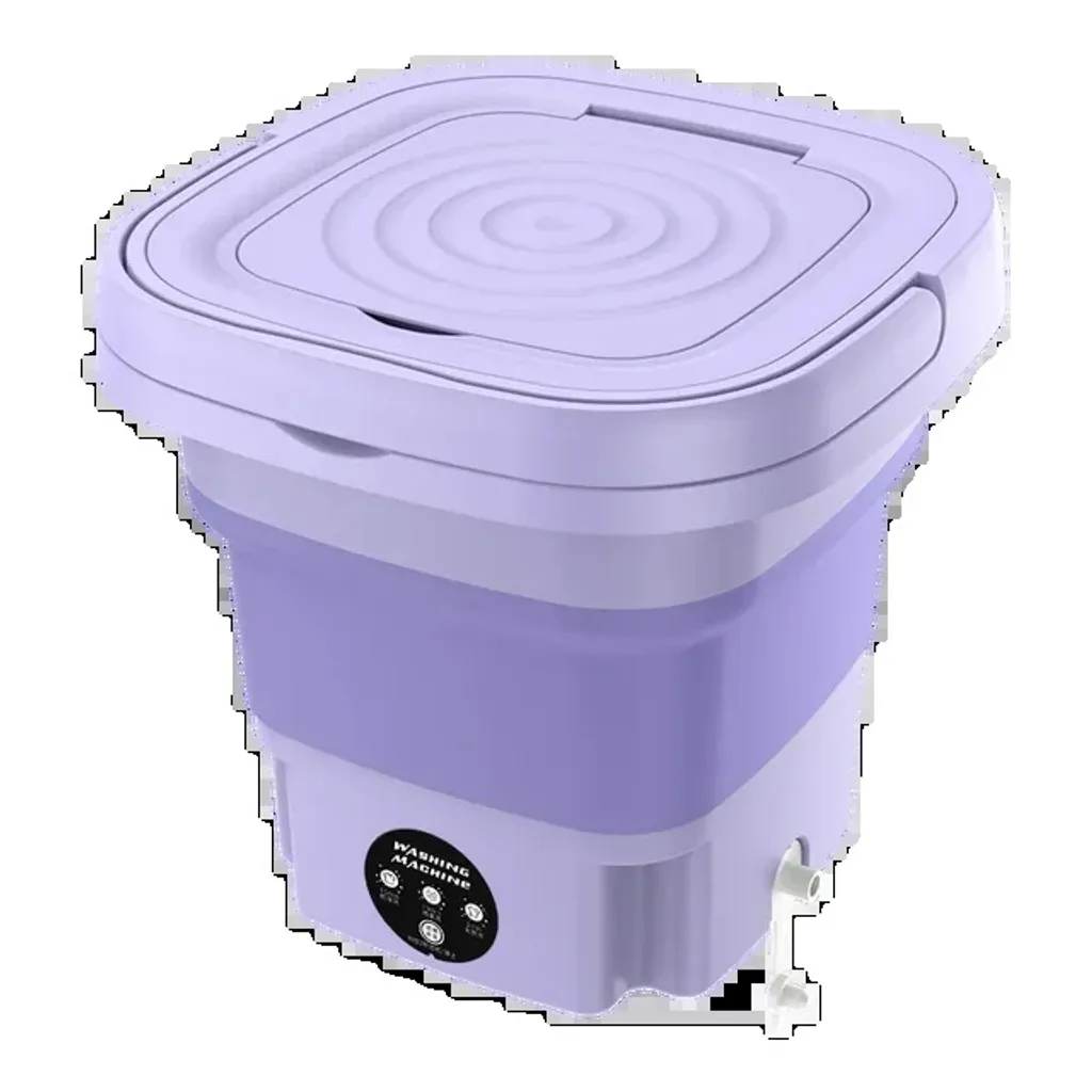 Lave-linge pliable violet ultra compact avec panier d'essorage inclus