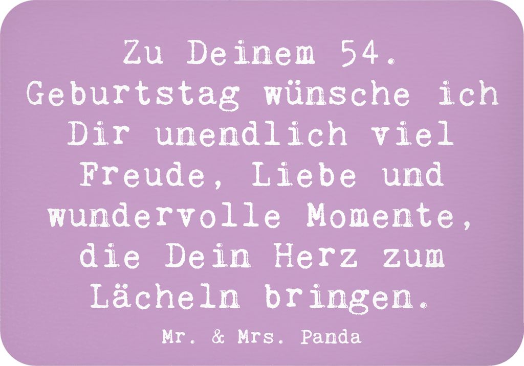 Mr. & Mrs. Panda magnet Spruch 54. Geburtstag Freude - Lavendeltraum - Geschenk, Notizhalter, haftmagnet, Liebevoll, Happy Birthday, whiteboardmagn...