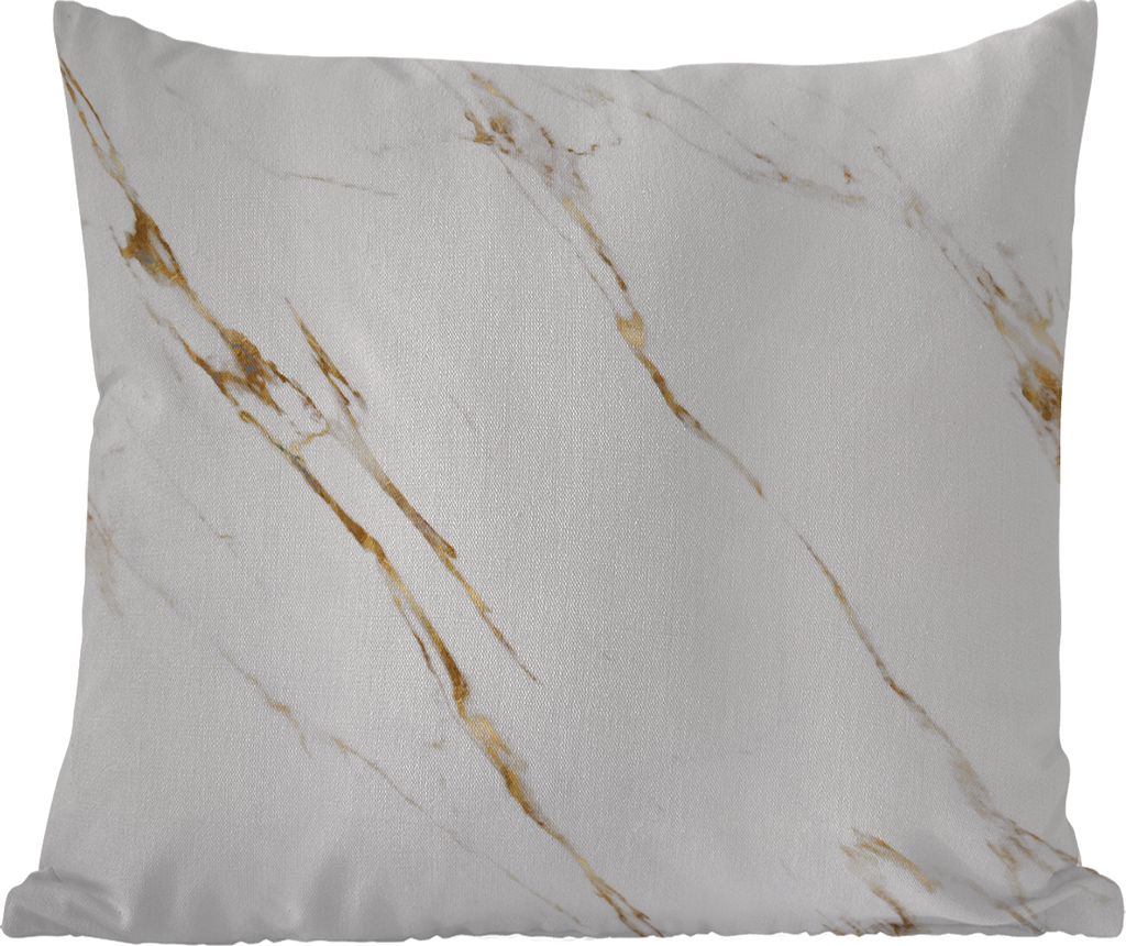 MuchoWow Outdoor Kissen - Marmor - Weiß - Gold - 45x45 cm - Wetterfest - Lounge Kissen - Fotokissen - Dekoratives Kissen