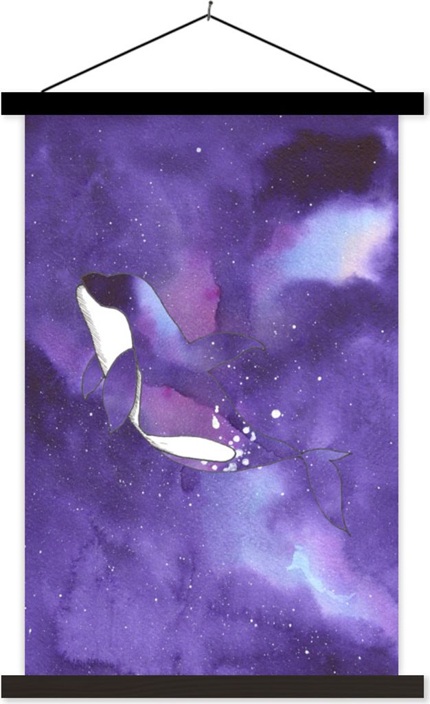 MuchoWow Textilposter Orca - Farbe - Tiere - Lila 120x180 cm mit schwarzem Rahmen - Fotos