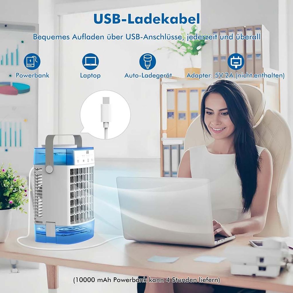 SWGOTA Mobile Klimaanlage 4-in-1 - Tragbarer Luftkühler Mit 1000ml Wassertank