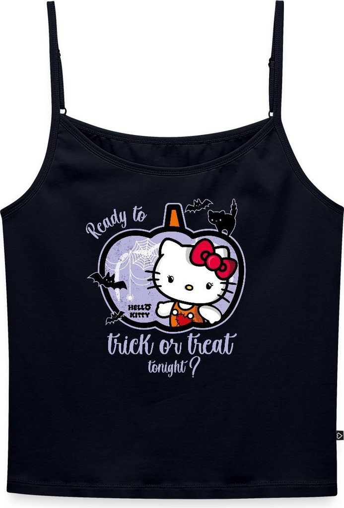 Spreadshirt Hello Kitty Halloween Süßes Oder Saures Frauen Spaghetti Tank Top, XL, Navy