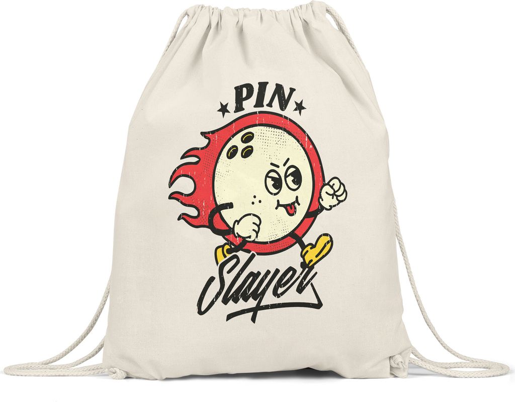 Pin Slayer Turnbeutel Gymsack Bowling Bowlingball Bowlingbahn Kegelbahn Kegeln Kegelball Spiel Sport Pins Freizeit Hobbie