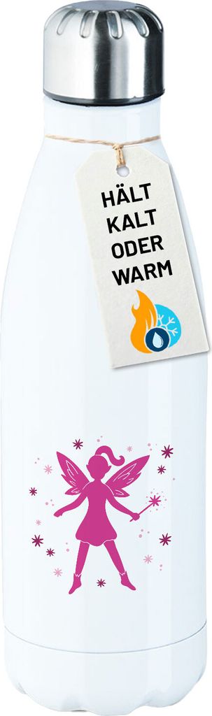 Huuraa Trinkflasche Fee Fabelwesen 500ml White Edelstahl Wasserflasche Trinkflasche Geschenkidee