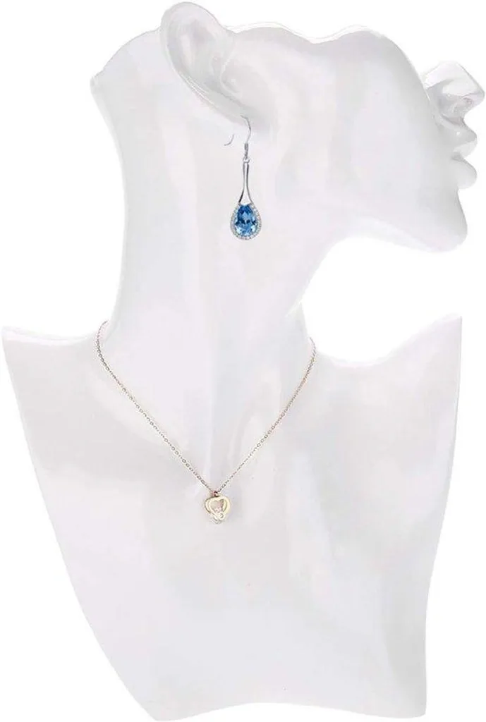 Présentoir à bijoux anti-nœuds 3 bras - Buste blanc 29 cm pour colliers