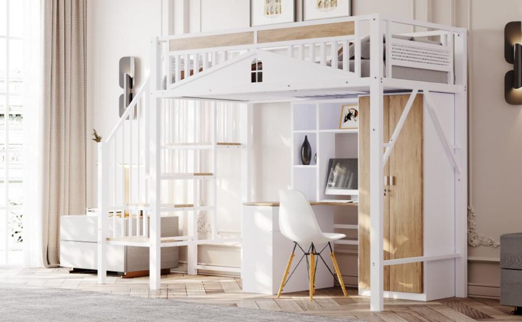 okwish podkrovní postel 90 x 200 cm, kovová bezpečnostní Obrázek produktu 