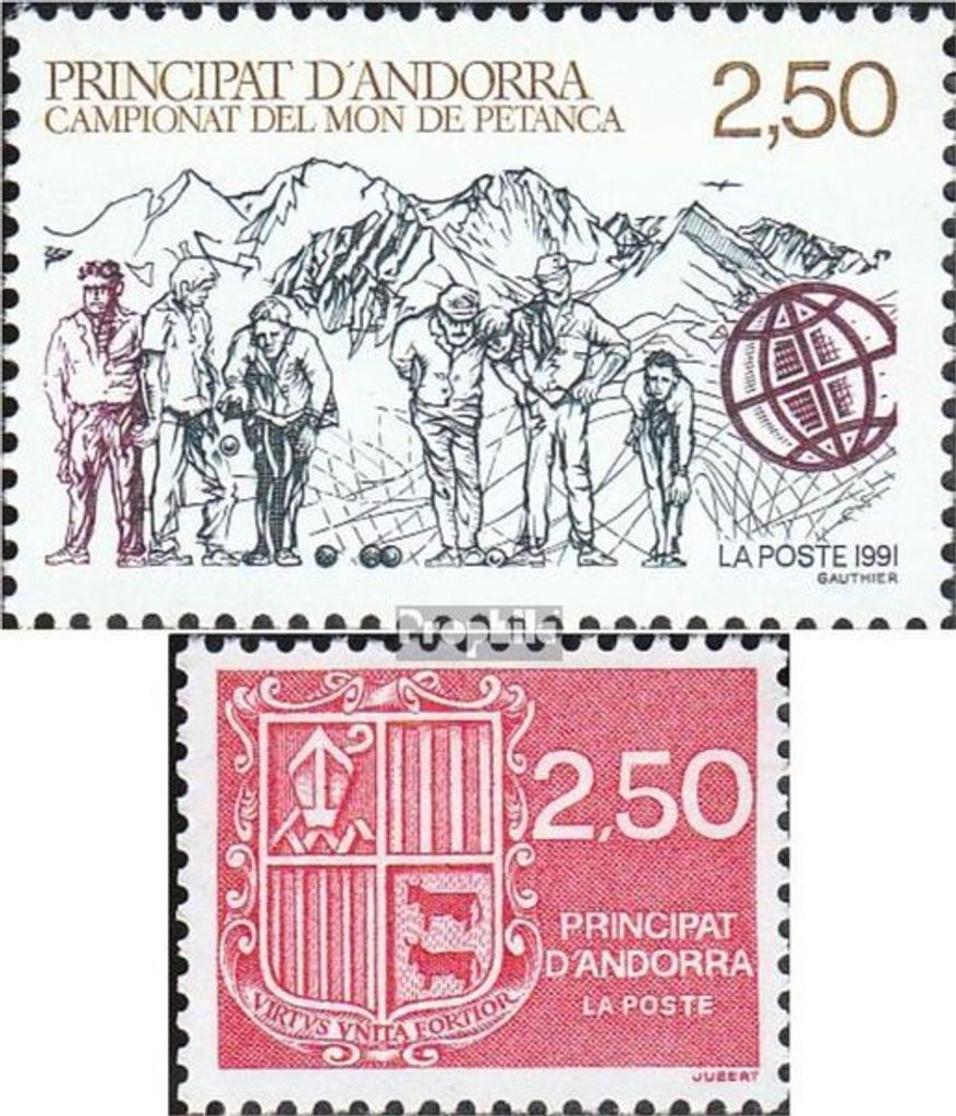 Briefmarken Andorra - Französische Post 1991 Mi 428,430 (kompl.Ausg.) postfrisch Petanque