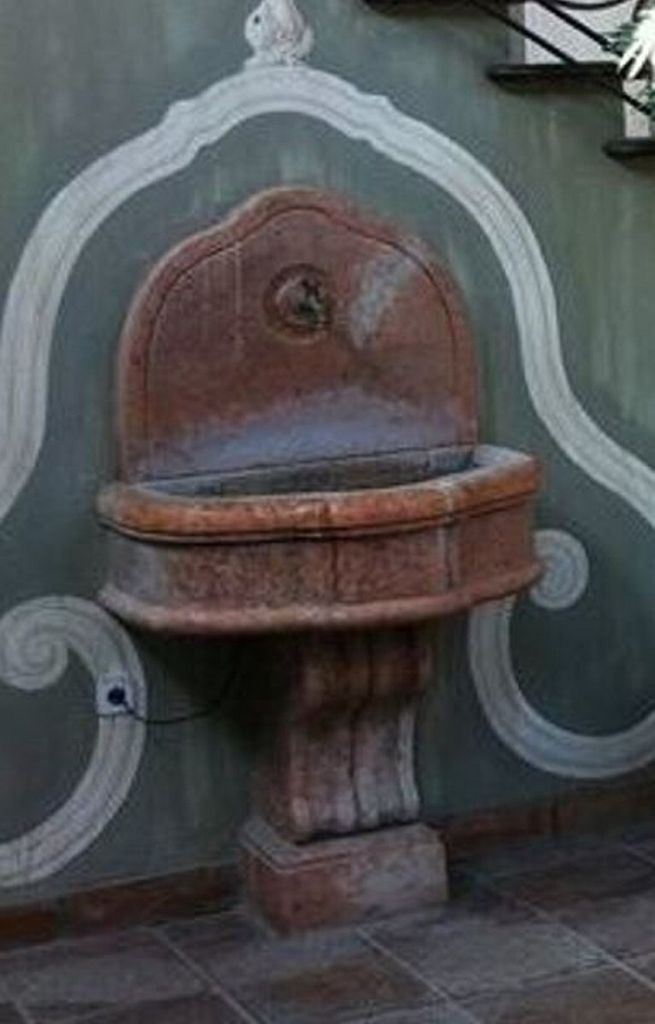 Casa Padrino Luxus Barock Wandbrunnen Antik Braun 85 x 58,5 x H. 146 cm - Prunkvoller Barockstil Keramik Brunnen - Barock Garten Brunnen - Barock D...