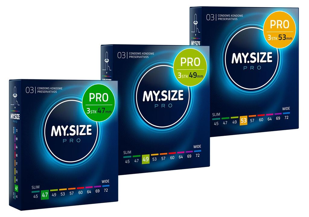 MY.SIZE PRO Kondomset Größe 1,2,3-47,49,53 mm, 3x3 Stück Produktbild 