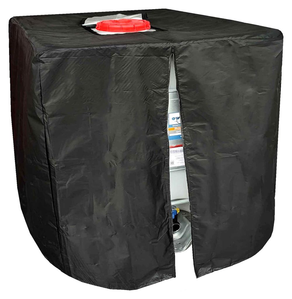Schwarze Abdeckplane für IBC Tank mit Reißverschluss für 1000l Container