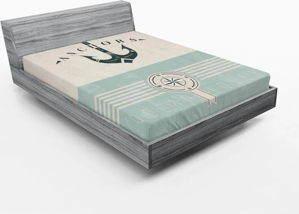 Linge de lit : Drap-housse maritime 180x200 cm à motifs boussoles
