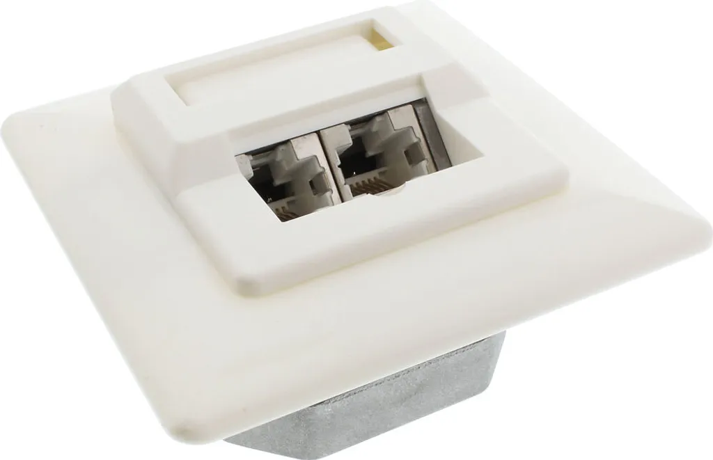 Presa Rete InLine 74302 Doppia RJ45 Cat.5e Bianco per Muro a Incasso