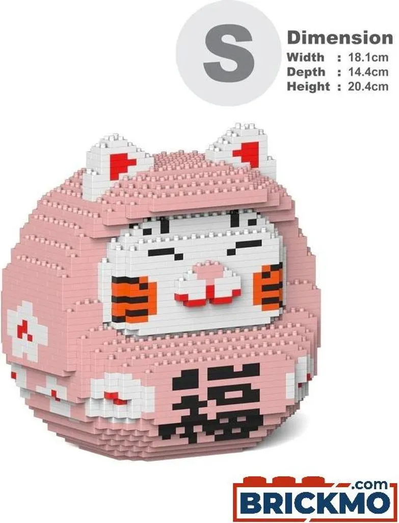 Puzzle 3D Chat de la Fortune Maneki Neko en Briques JEKCA Modèle 01-M01