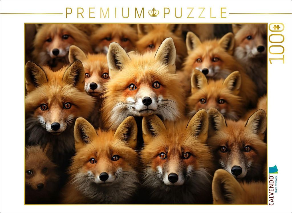 CALVENDO Puzzle Viele Füchse auf einem Bild | 1000 Teile Lege-Größe 64x48cm Foto-Puzzle für glückliche Stunden