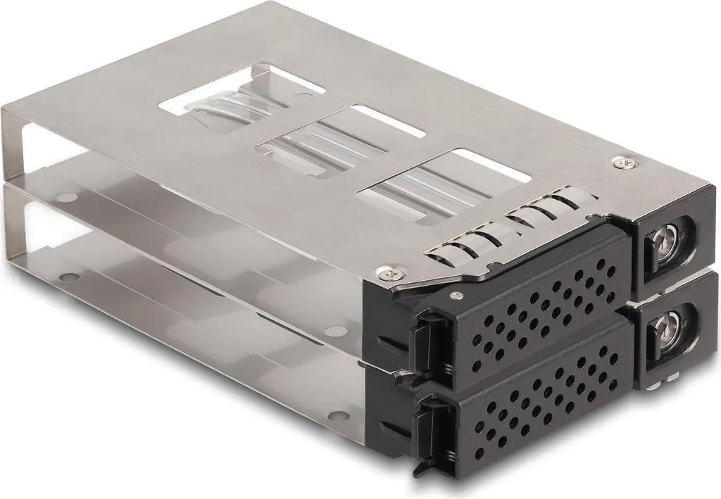 Boîtier Amovible Métal pour 2 SSD U.2 NVMe 2.5 en Slot 5.25 Pouces