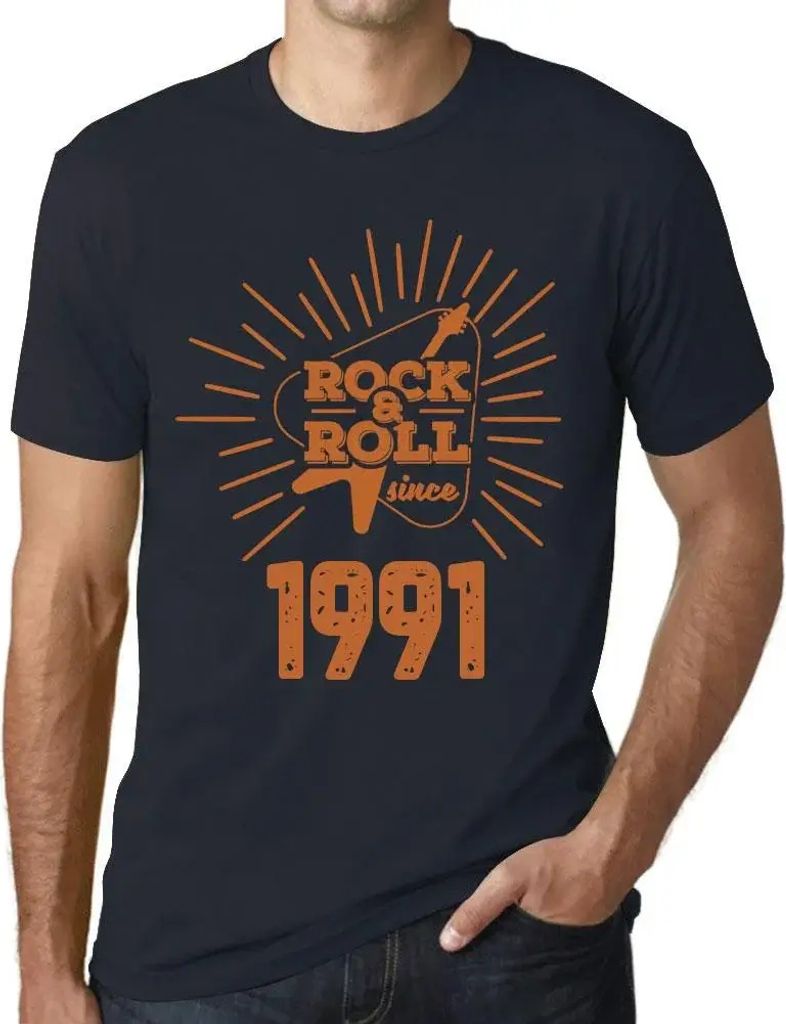 Herren Grafik T-Shirt Gitarre und Rock'n'Roll seit 1991 – Guitar and Rock & Roll Since 1991 – Geschenk 33. Geburtstag Jahrestag 33 Jahre Jubil...