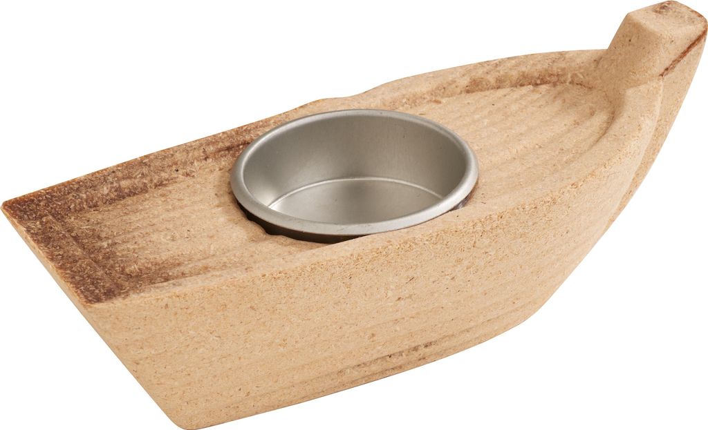 VBS Teelichthalter Holzboot 5.5x13.5x4.5 cm Deko Produktbild 