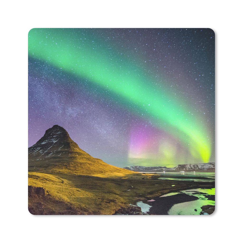 MuchoWow Mauspad Mousepad Aurora - Nordlichter - Nacht 20x20 cm - Mousepads - Maus Mat - Pad - Mausunterlage - Desk Mat - Bureauartikeln