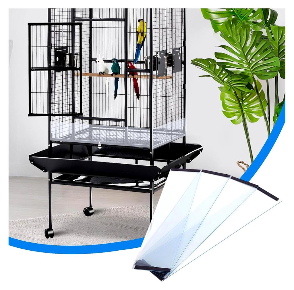 Vogelfutterhäuschenschutz – transparente 4-teilige Käfigabdeckung, Spritzschutzbarriere, Sittichkäfigzubehör, Samenfängerschutz