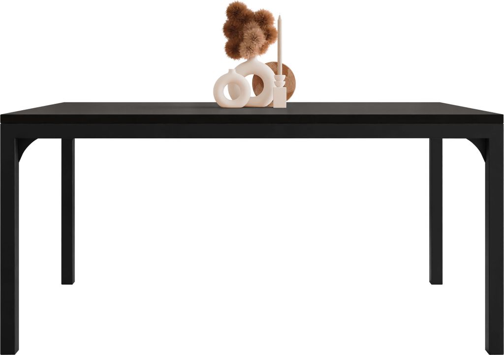 MIRJAN24 Couchtisch Mocca 1, Wohnzimmer Kaffeetisch, Beine und Seiten aus Stahl (Farbe: Schwarz / Schwarz)