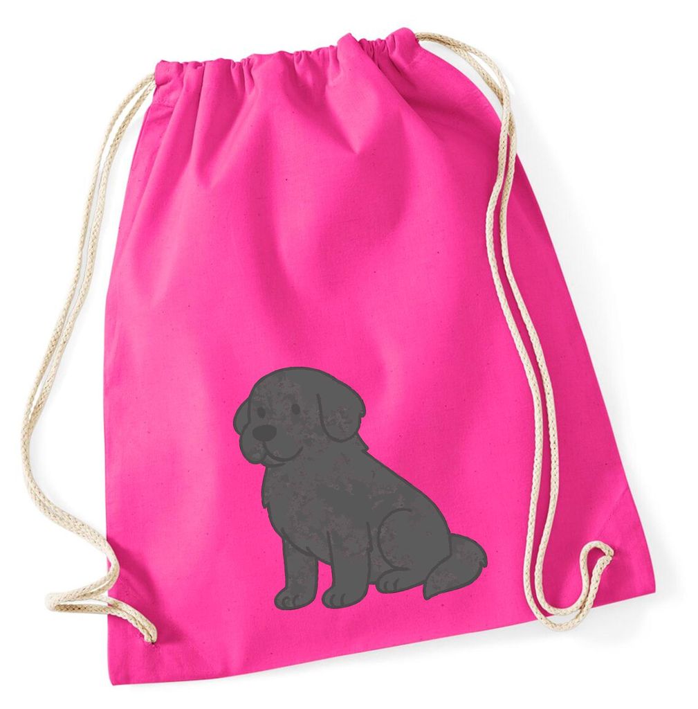 Huuraa Turnbeutel Neufundländer Comic Neufi 12 Liter Fuchsia Baumwolle Rucksack Geschenkidee