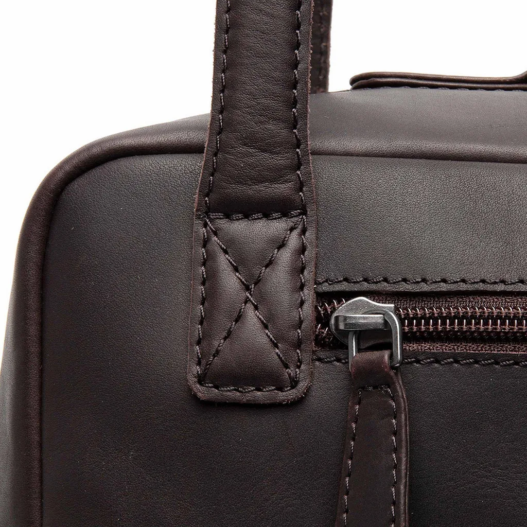 Sac à main en cuir véritable avec bandoulière réglable marron - 4