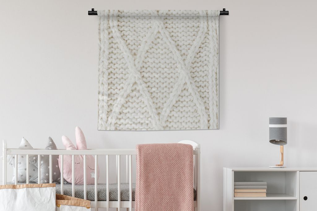 MuchoWow Wandteppich Wandbehang Pullover - Muster - Weiß 90x90 cm Tapisserie Dekoration Wandtuch - Wandaufhänger