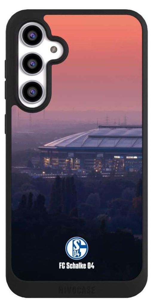 NIVOCASE Handyhülle für Samsung Galaxy S23 FE Hülle NIVOpure Case Schwarz FC Schalke 04 Offizielles Lizenzprodukt Stadion