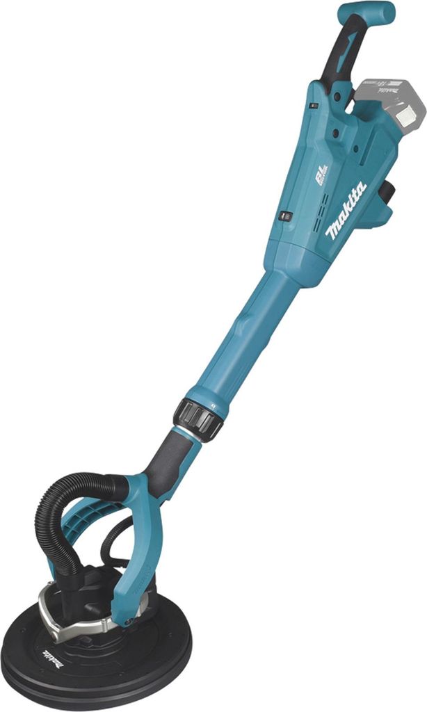 A teal and black Makita cordless long-reach sander is shown against a white background.