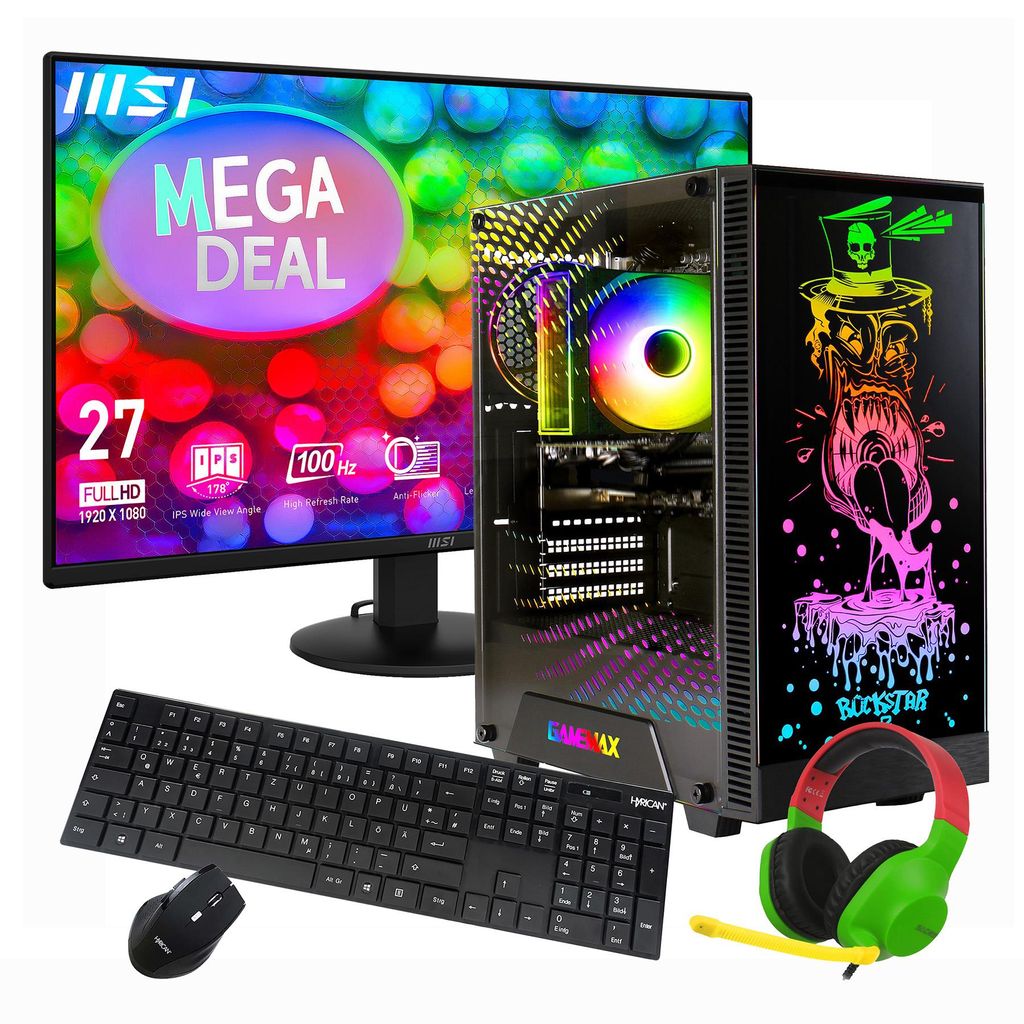 GAMEMAX Multimedia-PC MegaDeal Rockstar Komplett-SET AMD Produktbild  KI-generiertes Bild