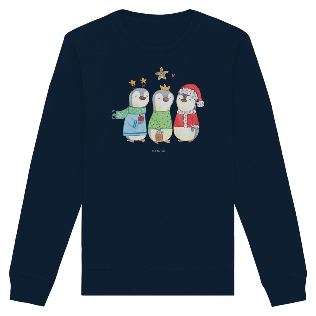 Mr. & Mrs. Panda Bio Sweatshirt Winterzeit Heilige drei Könige Größe S - French Navy - Geschenk, Pulli, Winter, Baumwoll, Heiligabend, Weihnacht...
