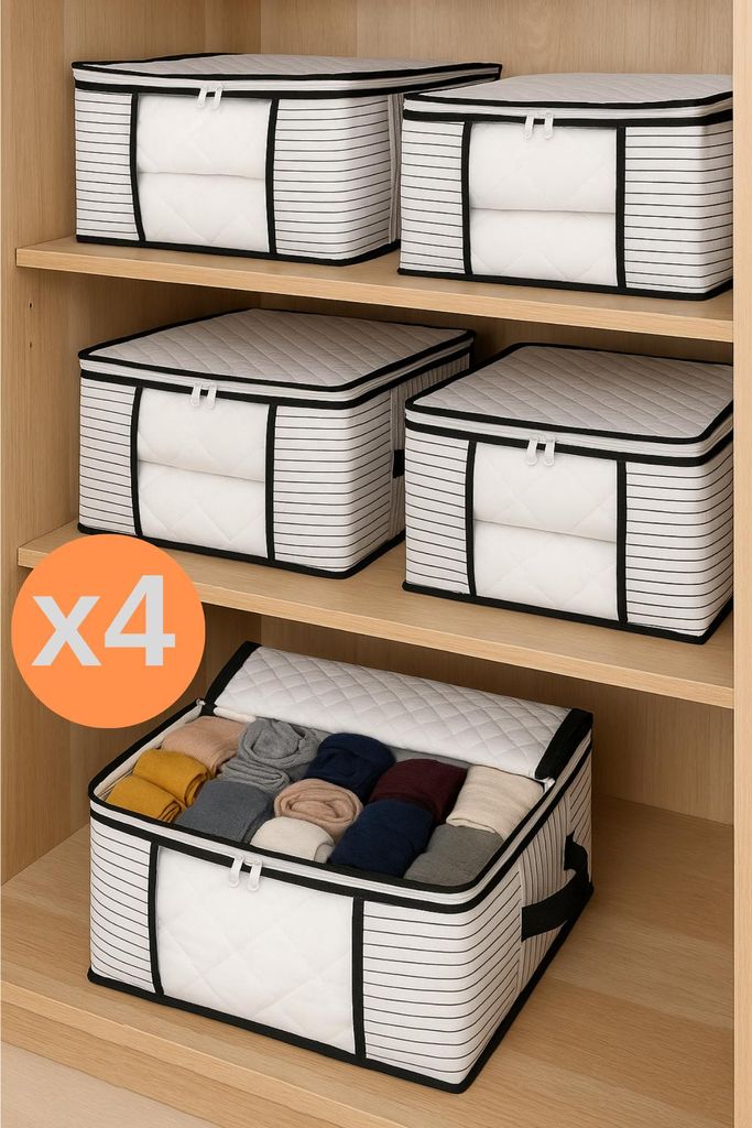 Formeya 4-teiliger Mehrzweck-Schrank-Organizer mit n Fenstern, Socken, Socken, 34 x 22 x 22 cm