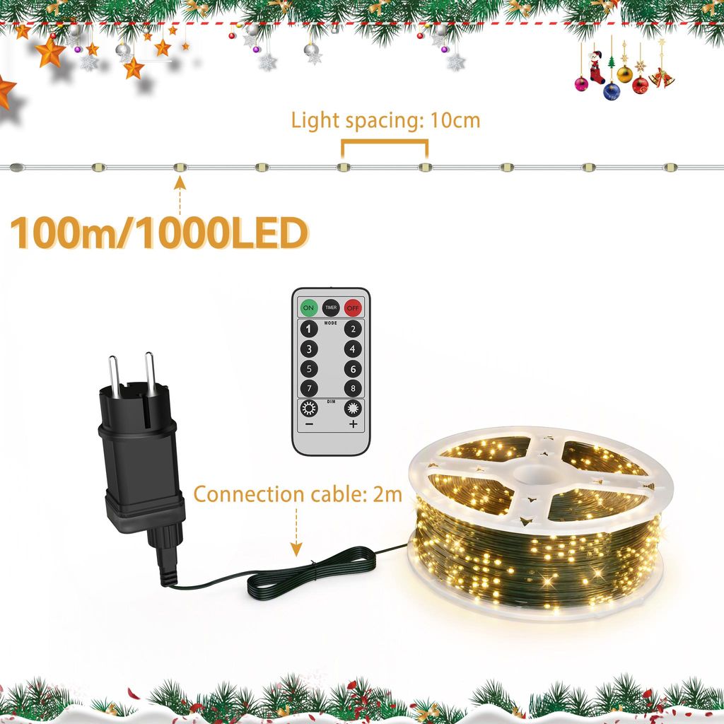XINZI, 100 metrów, 1000 diod LED, miedziany drut Zdjęcie produktu 