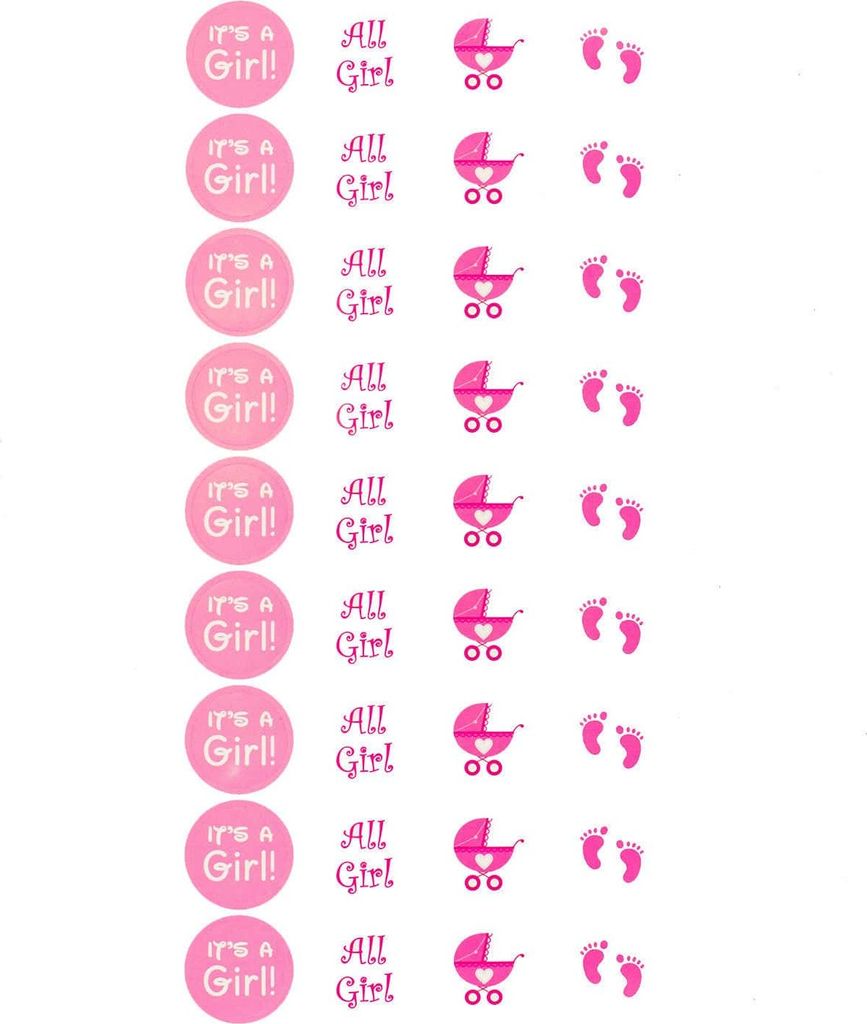 Oblique Unique It`s a Girl Sticker Aufkleber 108 Stk. Geburt Baby Shower Deko Mädchen - rosa weiß