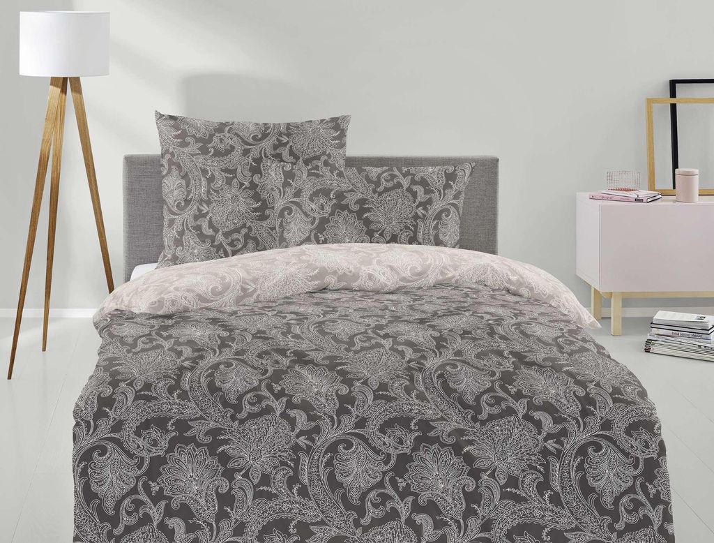 Irisette Mako-Satin Bettwäsche Set Nova 8370 Farbe stone-11 Größe 155x220 + 1x80x80 cm AL