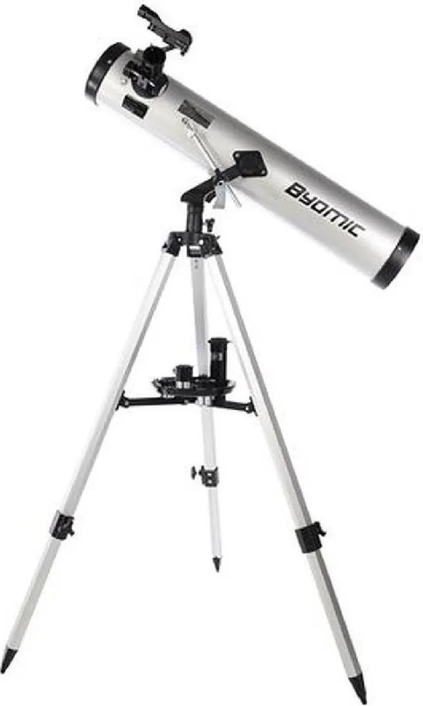 Télescope Réflecteur 76-700 Argenté Byomic avec Coffret de Transport